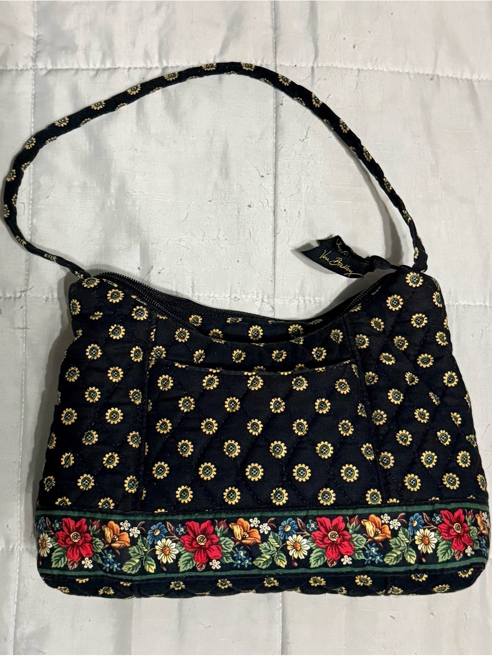 Vera Bradley Vibrant Black Quilted Post Shoulder Bag